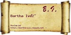 Bartha Ivó névjegykártya